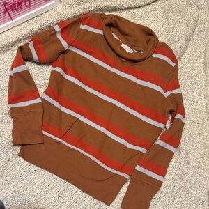 Madewell Brown and Red Striped Turtleneck Top